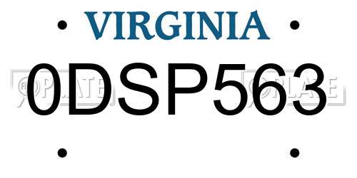 0DSP563 Virginia License Plate