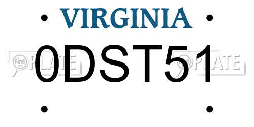 0DST51 Virginia License Plate