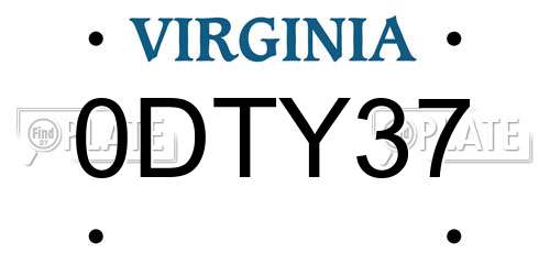 0DTY37 Virginia License Plate