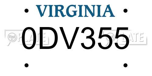 0DV355 Virginia License Plate