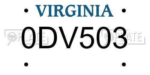 0DV503 Virginia License Plate