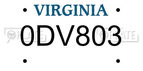 0DV803 Virginia License Plate