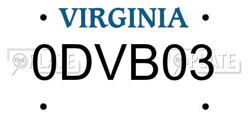 0DVB03 Virginia License Plate