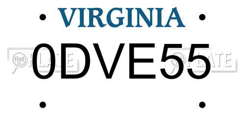 0DVE55 Virginia License Plate