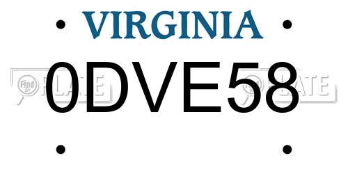 0DVE58 Virginia License Plate