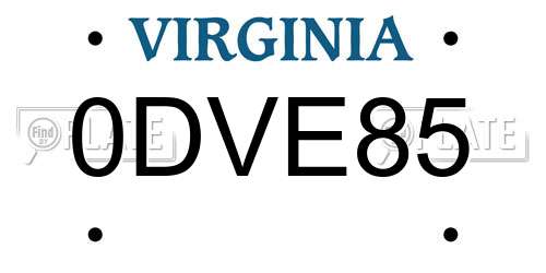0DVE85 Virginia License Plate