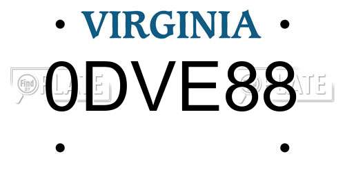 0DVE88 Virginia License Plate