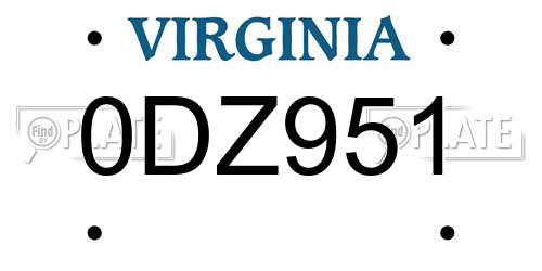0DZ951 Virginia License Plate