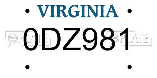 0DZ981 Virginia License Plate