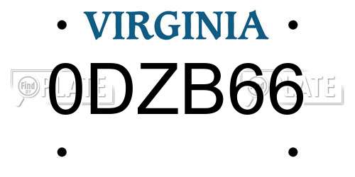 0DZB66 Virginia License Plate