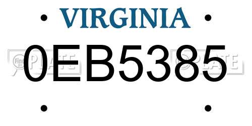 0EB5385 Virginia License Plate