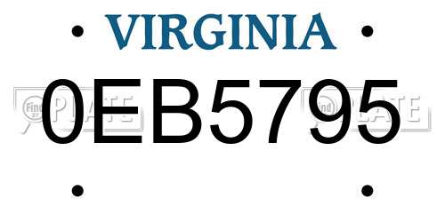 0EB5795 Virginia License Plate