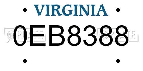 0EB8388 Virginia License Plate