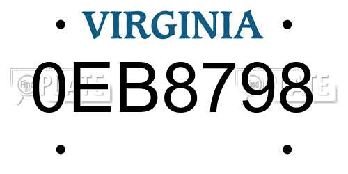 0EB8798 Virginia License Plate