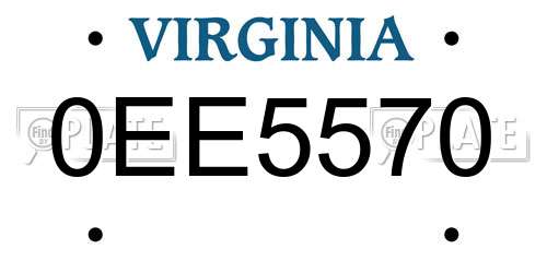 0EE5570 Virginia License Plate