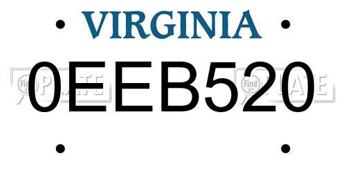 0EEB520 Virginia License Plate