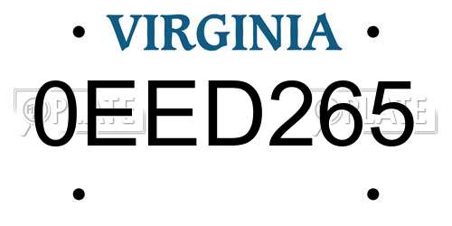 0EED265 Virginia License Plate