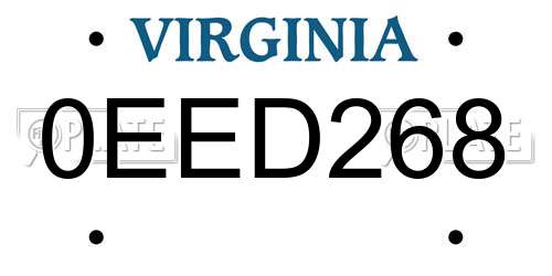 0EED268 Virginia License Plate