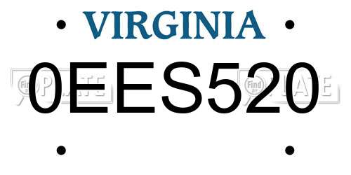 0EES520 Virginia License Plate