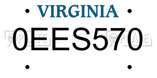 0EES570 Virginia License Plate