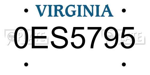 0ES5795 Virginia License Plate