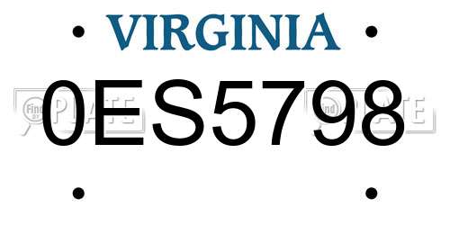 0ES5798 Virginia License Plate