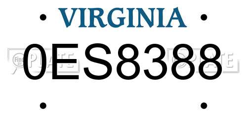 0ES8388 Virginia License Plate