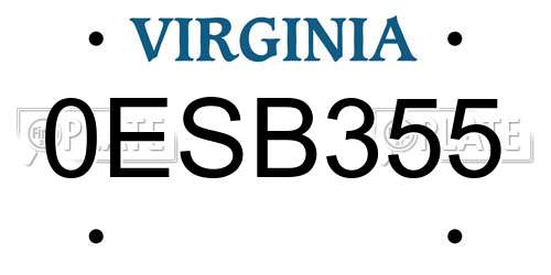 0ESB355 Virginia License Plate