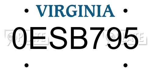 0ESB795 Virginia License Plate