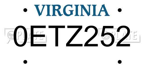 0ETZ252 Virginia License Plate