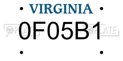 0F05B1 Virginia License Plate