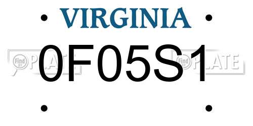 0F05S1 Virginia License Plate