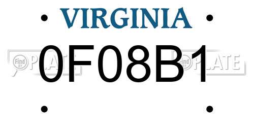 0F08B1 Virginia License Plate