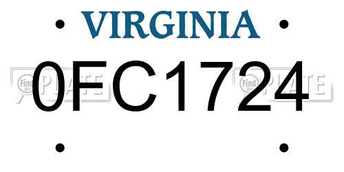 0FC1724 Virginia License Plate