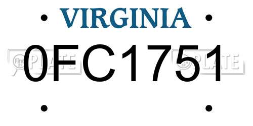 0FC1751 Virginia License Plate