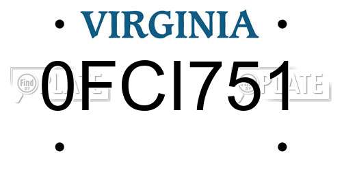 0FCI751 Virginia License Plate