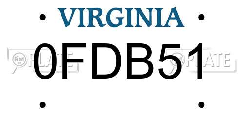 0FDB51 Virginia License Plate