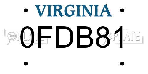 0FDB81 Virginia License Plate