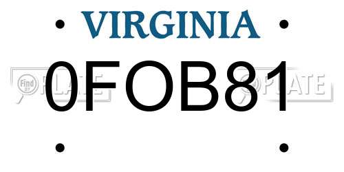0FOB81 Virginia License Plate
