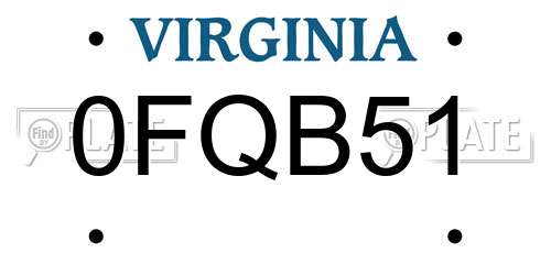 0FQB51 Virginia License Plate