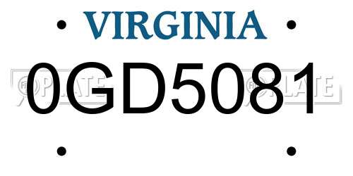 0GD5081 Virginia License Plate
