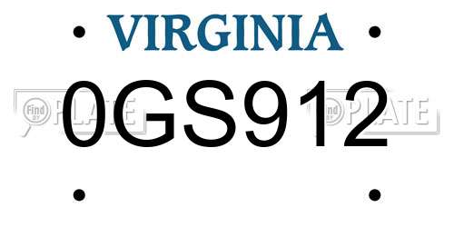 0GS912 Virginia License Plate