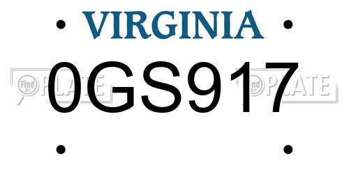 0GS917 Virginia License Plate