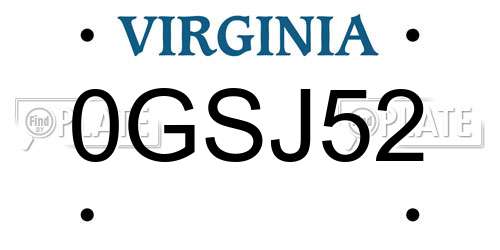 0GSJ52 Virginia License Plate