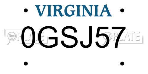 0GSJ57 Virginia License Plate