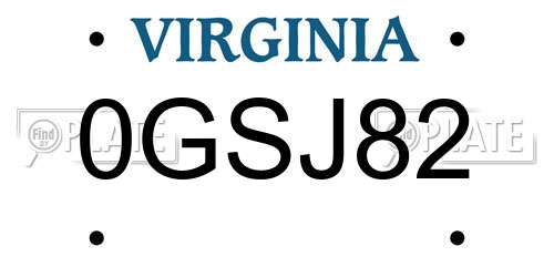 0GSJ82 Virginia License Plate