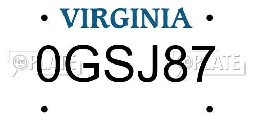 0GSJ87 Virginia License Plate