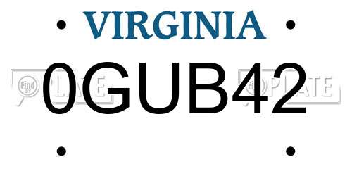0GUB42 Virginia License Plate