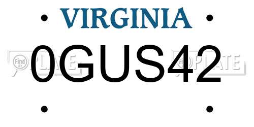 0GUS42 Virginia License Plate
