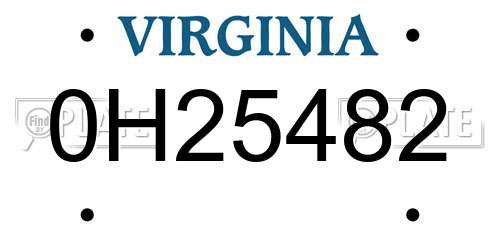 0H25482 Virginia License Plate